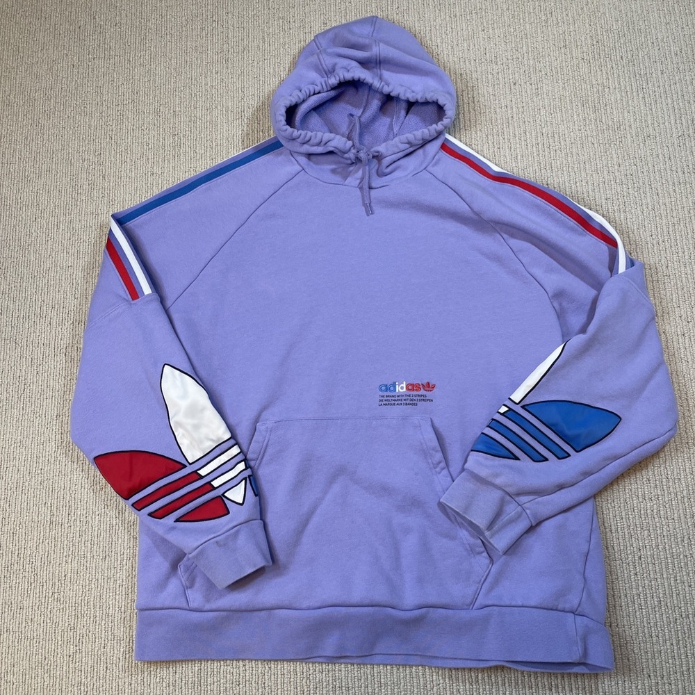 Adidas Originals Women's *XXL Embroidered Tri-Color Sleeves Purple Hoodie